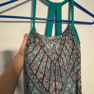 Prana Asymmetrical Embellished Blue and Pink Tank Top Dress